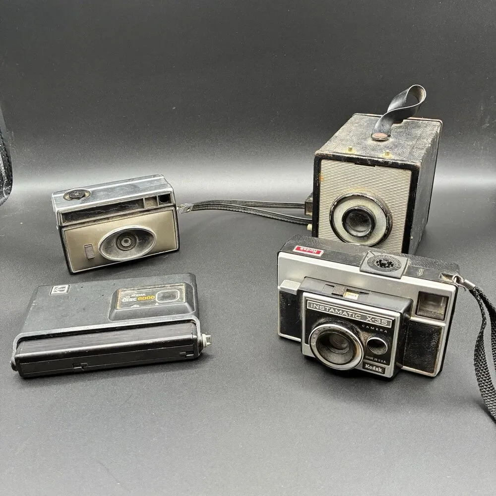 Vintage Camera Lot Kodak Instamatic Disc 4000 Ansco Shur-Flash PARTS/REPAIR